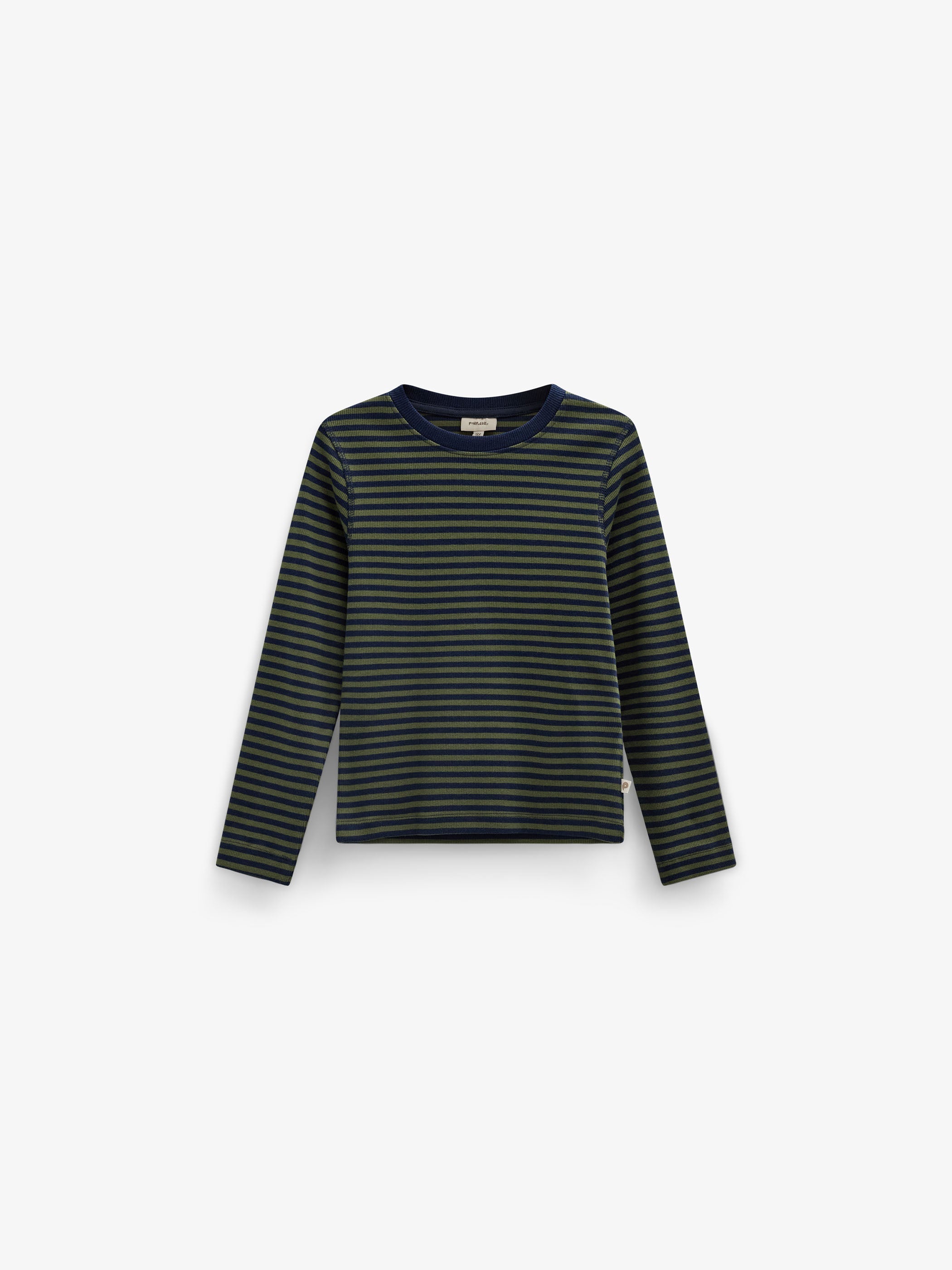 Ribbed Long-Sleeve T-Shirt - Kids - Moss Green/Navy Stripe | 101601 Conrad