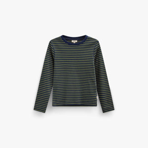 Geripptes Langarmshirt Kids - Moss Green/Navy Stripe | 101601 Conrad