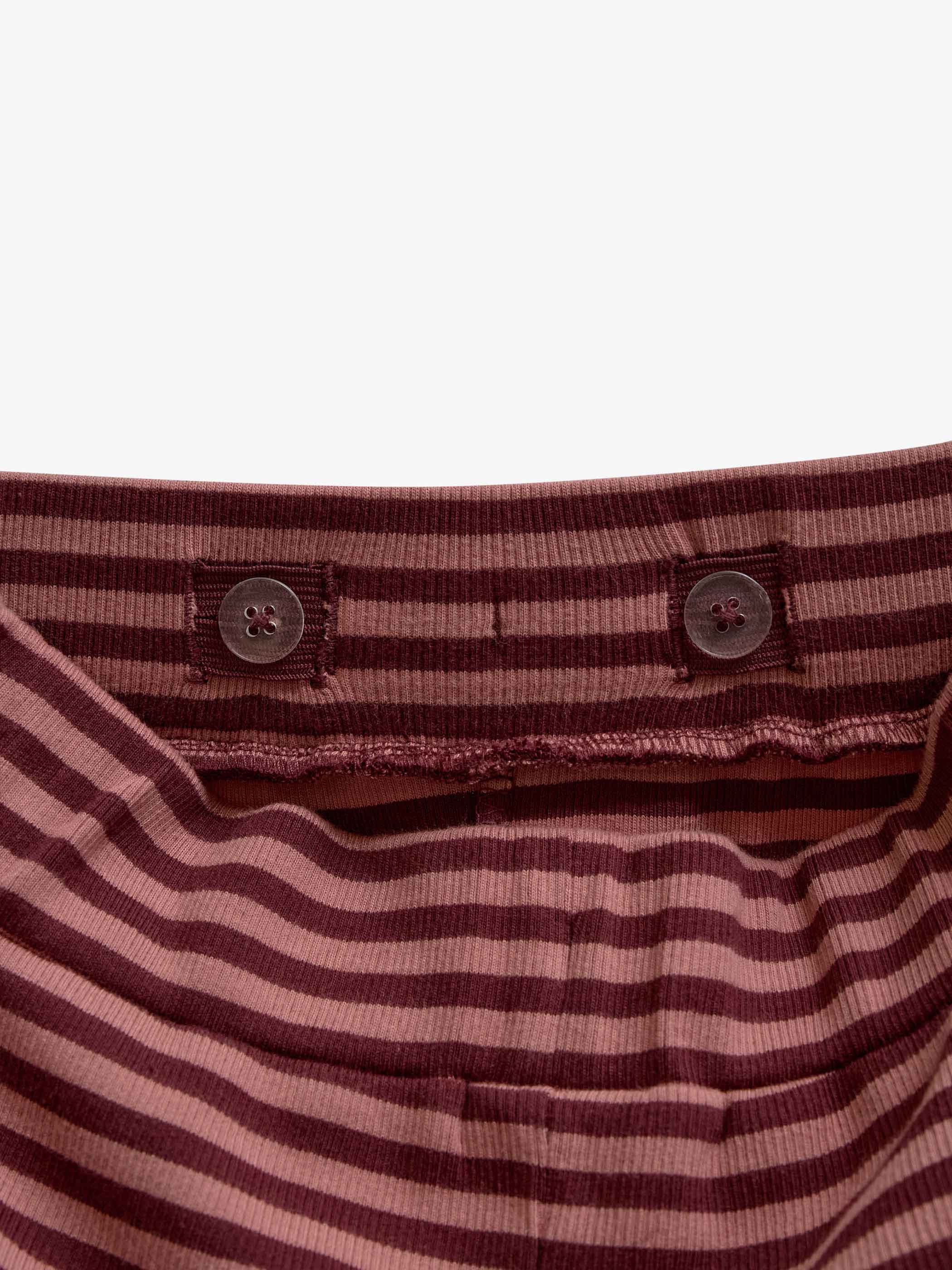 Striped Wide-Leg Rib Trousers - Tween - Dusty Rose/Bordeaux | 101607 Gloria