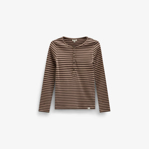 Striped Rib Long-Sleeve T-Shirt - Tween - Brown/Light Brown | 101615 Gloria