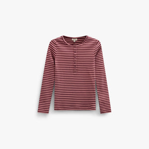 Gestreiftes Langarmshirt aus Rippstoff Kids - Dusty Rose/Bordeaux | 101616 Gloria