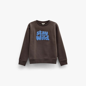 Rundhals-Sweatshirt mit Frottee-Stickerei Kids - Dark Brown | 101622 Joel
