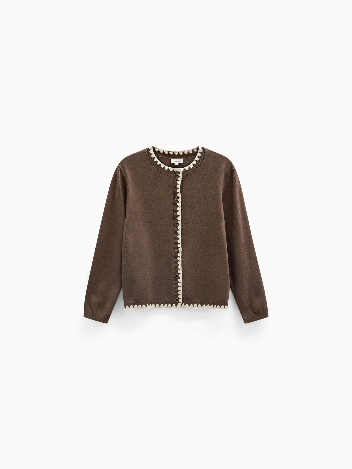 Strickjacke mit Kontrastnähten Tween - Brown/Offwhite | 101633 Lia