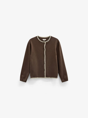 Strickjacke mit Kontrastnähten Tween - Brown/Offwhite | 101633 Lia