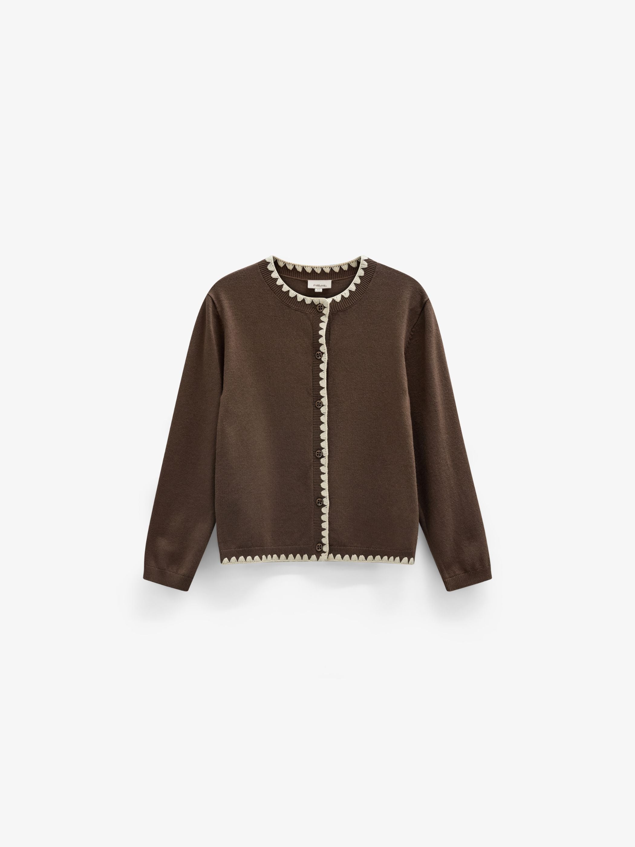 Strickjacke mit Kontrastnähten Tween - Brown/Offwhite | 101633 Lia