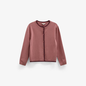 Strickjacke mit Kontrastnähten Tween - Dusty Rose/Bordeaux | 101635 Lia