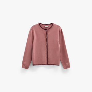 Strickjacke mit Kontrastnähten Kids - Dusty Rose/Bordeaux | 101634 Lia