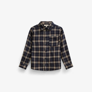 Checked Flannel Shirt - Kids - Navy/Beige | 101649 Edwin
