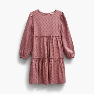 Gepunktetes Midikleid aus Viskose Tween - Dusty Rose/Bordeaux | 101657 Feline