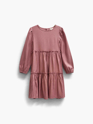 Gepunktetes Midikleid aus Viskose Tween - Dusty Rose/Bordeaux | 101657 Feline