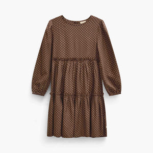 Gepunktetes Midikleid aus Viskose Tween - Brown/Offwhite | 101658 Feline