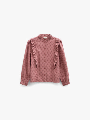 Gepunktete Viskosebluse mit Rüschen Tween - Dusty Rose/Bordeaux | 101661 Feline