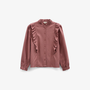 Dotted Viscose Frill Blouse - Tween - Dusty Rose/Bordeaux | 101661 Feline