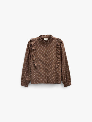 Gepunktete Viskosebluse mit Rüschen Tween - Brown/Offwhite | 101662 Feline