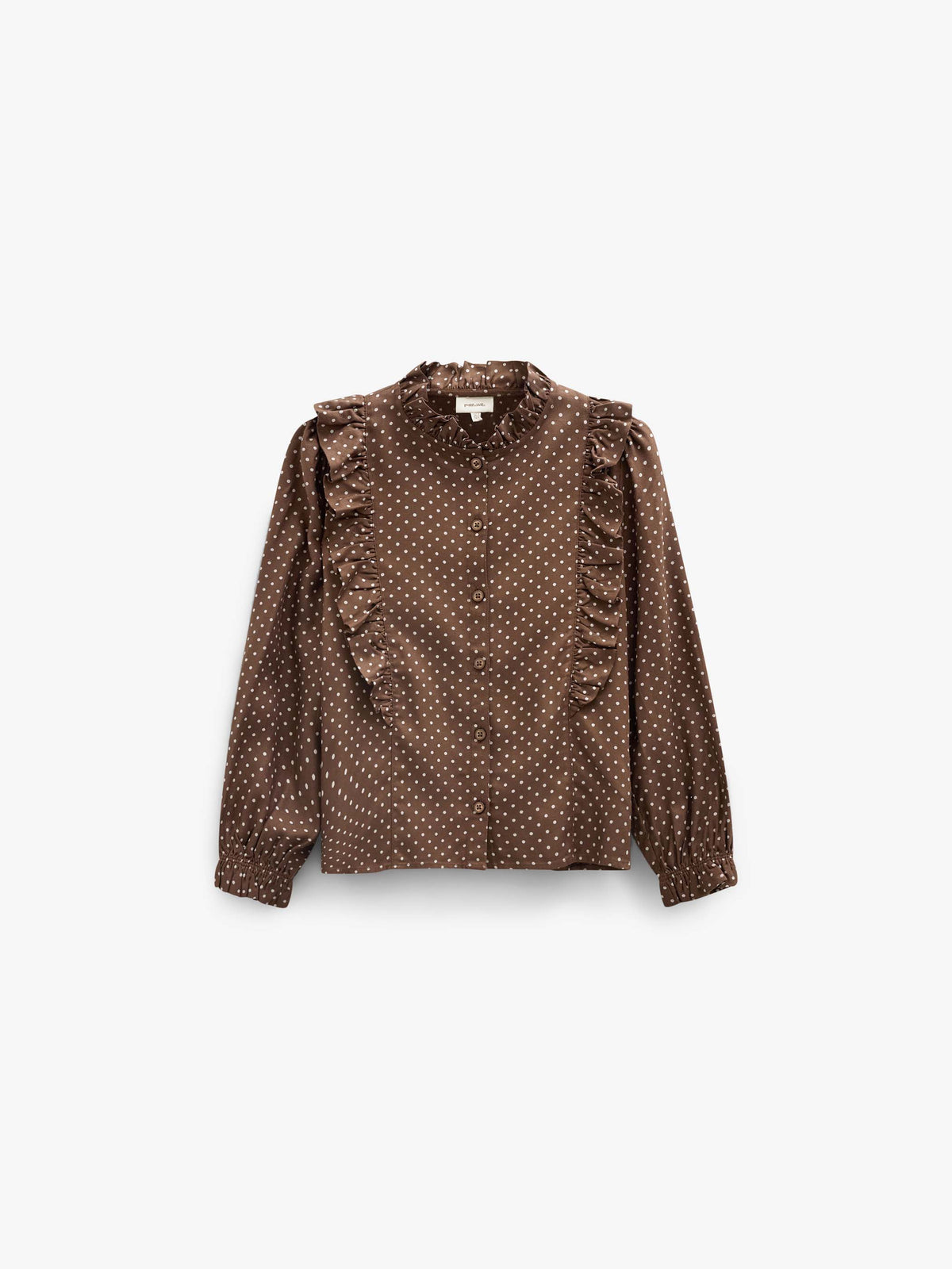 Gepunktete Viskosebluse mit Rüschen Tween - Brown/Offwhite | 101662 Feline
