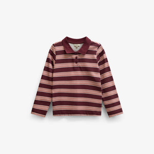 Striped Long-Sleeve Jersey Polo - Tween - Bordeaux | 101698 Hope