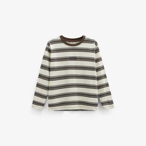 Striped Long-Sleeve T-Shirt - Kids - Offwhite/Brown | 101701 Hugo