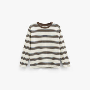 Gestreiftes Langarmshirt Tween - Offwhite/Brown | 101702 Hugo
