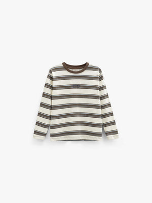Gestreiftes Langarmshirt Kids - Offwhite/Brown | 101701 Hugo