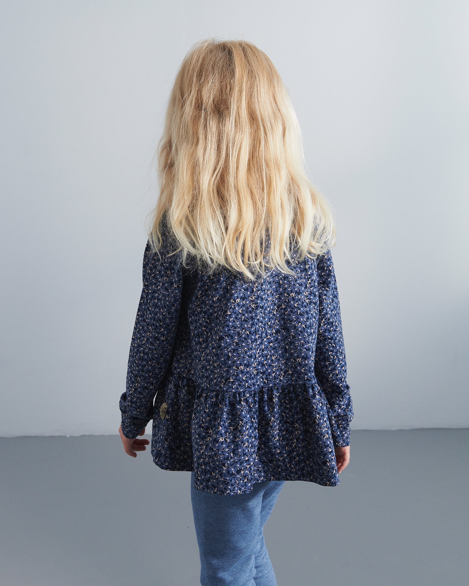 Schößchenbluse aus Jersey mit Ditsy-Print - Kids - Blue