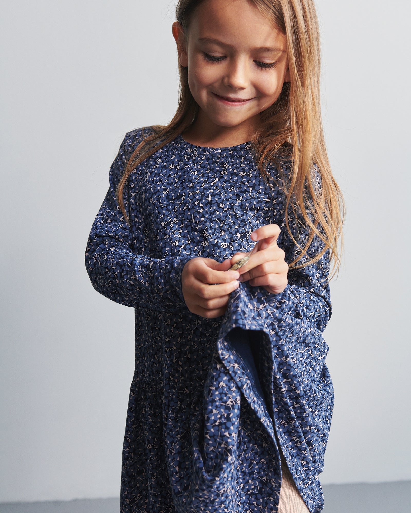 Jersey-Kleid mit Ditsy-Print - Kids - Blue