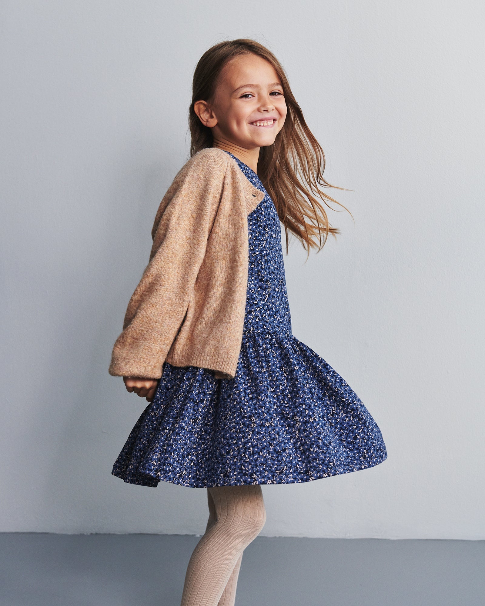 Jersey-Kleid mit Ditsy-Print - Kids - Blue