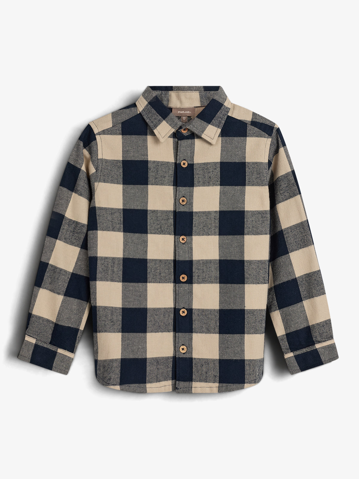 Makro Gingham Flanellhemd - Kids - Navy/Beige