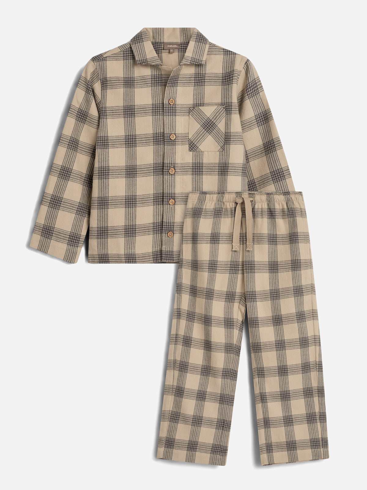 Pyjamas aus Baumwollflanell - Kids - Grey/Beige