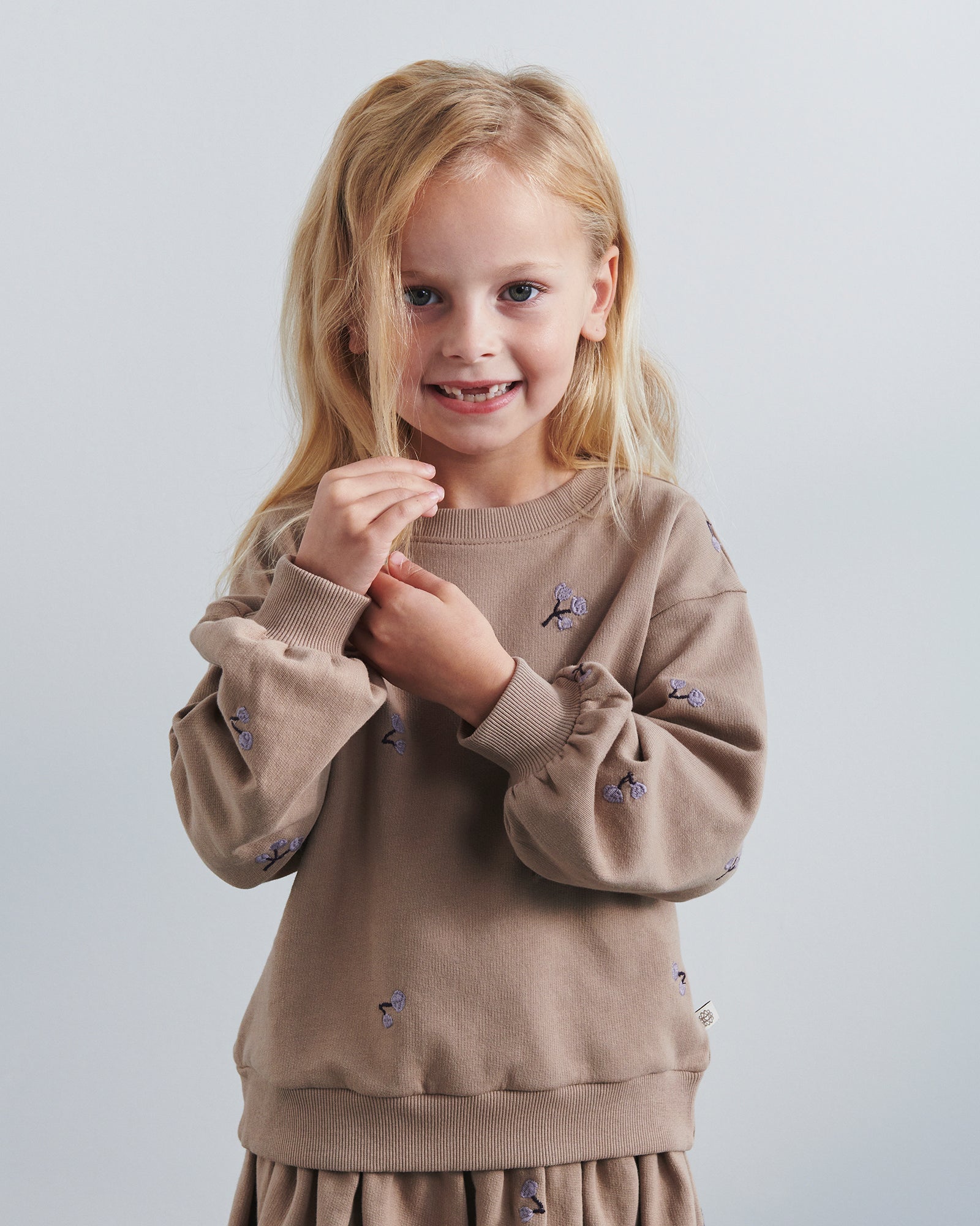 Sweatshirt mit Stickerei - Kids - Dark Beige