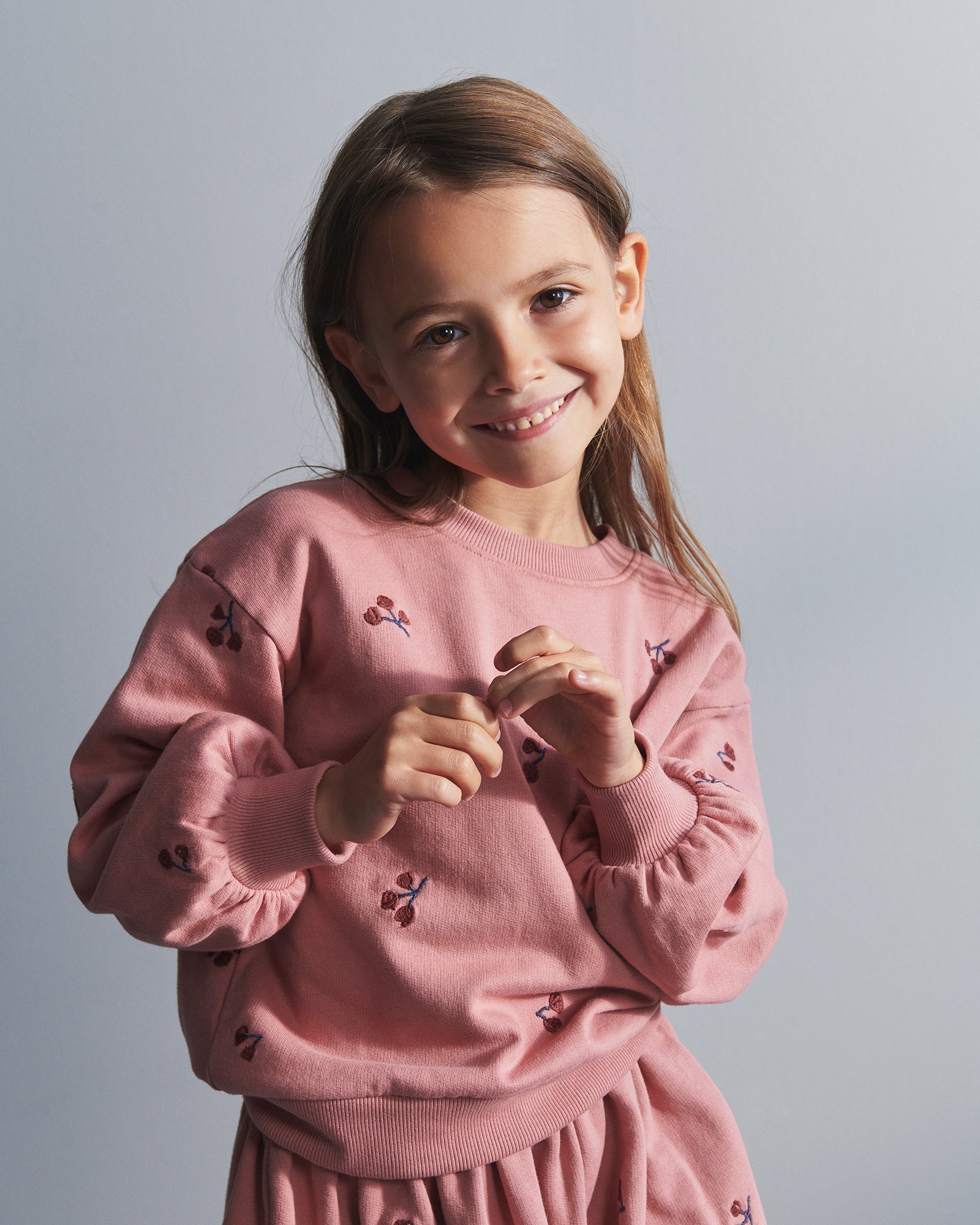 Sweatshirt mit Stickerei - Kids - Dusty Rose