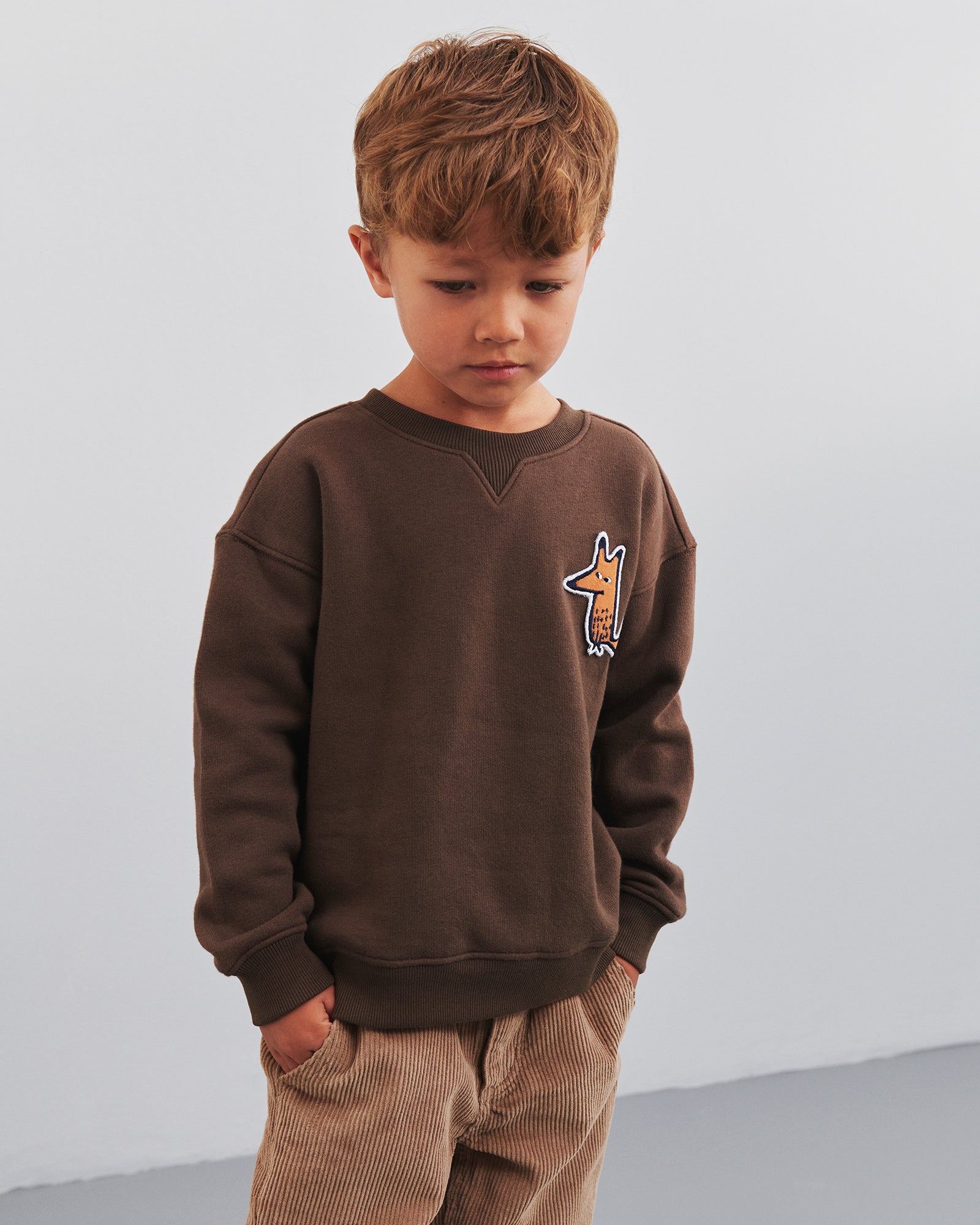 Sweatshirt Fuchs Abzeichen - Kids - Dark Earth