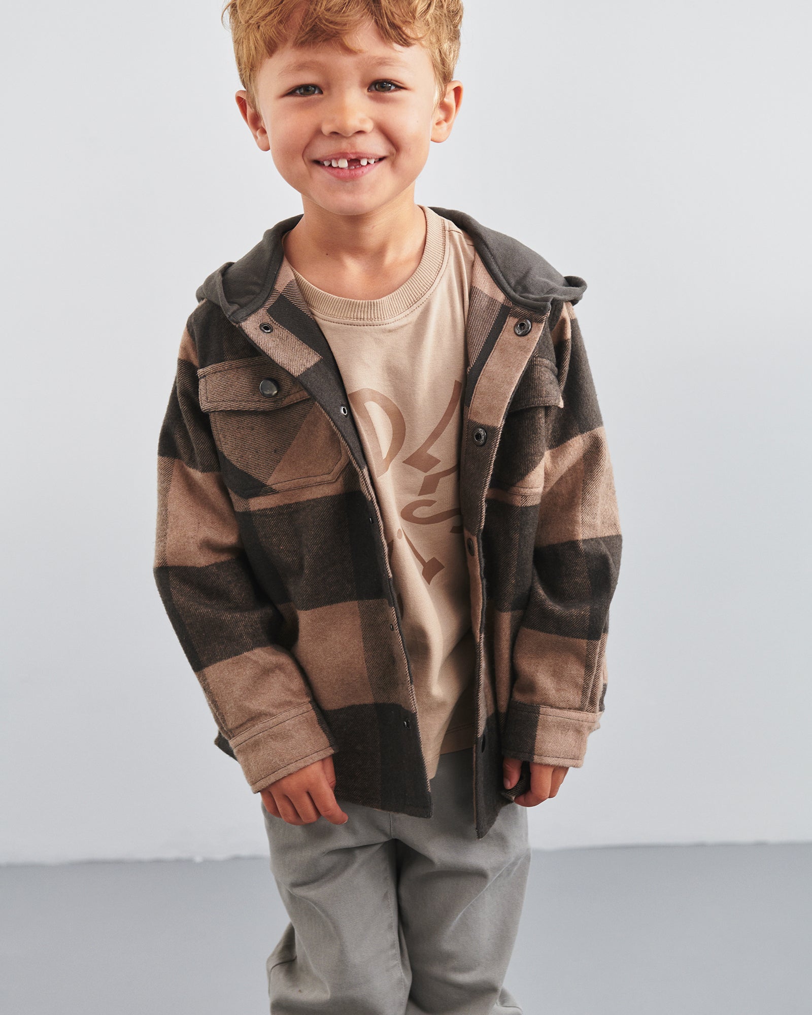 Warp Text Langarm-T-Shirt - Kids - Dark Beige