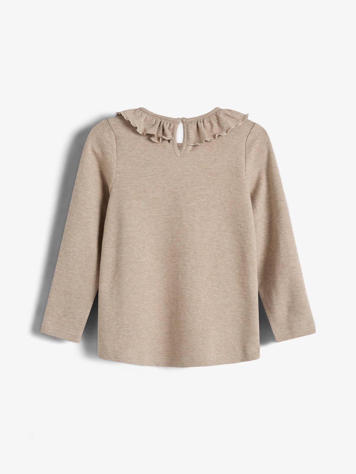 Bluse mit Pierrotkragen aus Plüsch-Jersey - Kids - Beige Melange