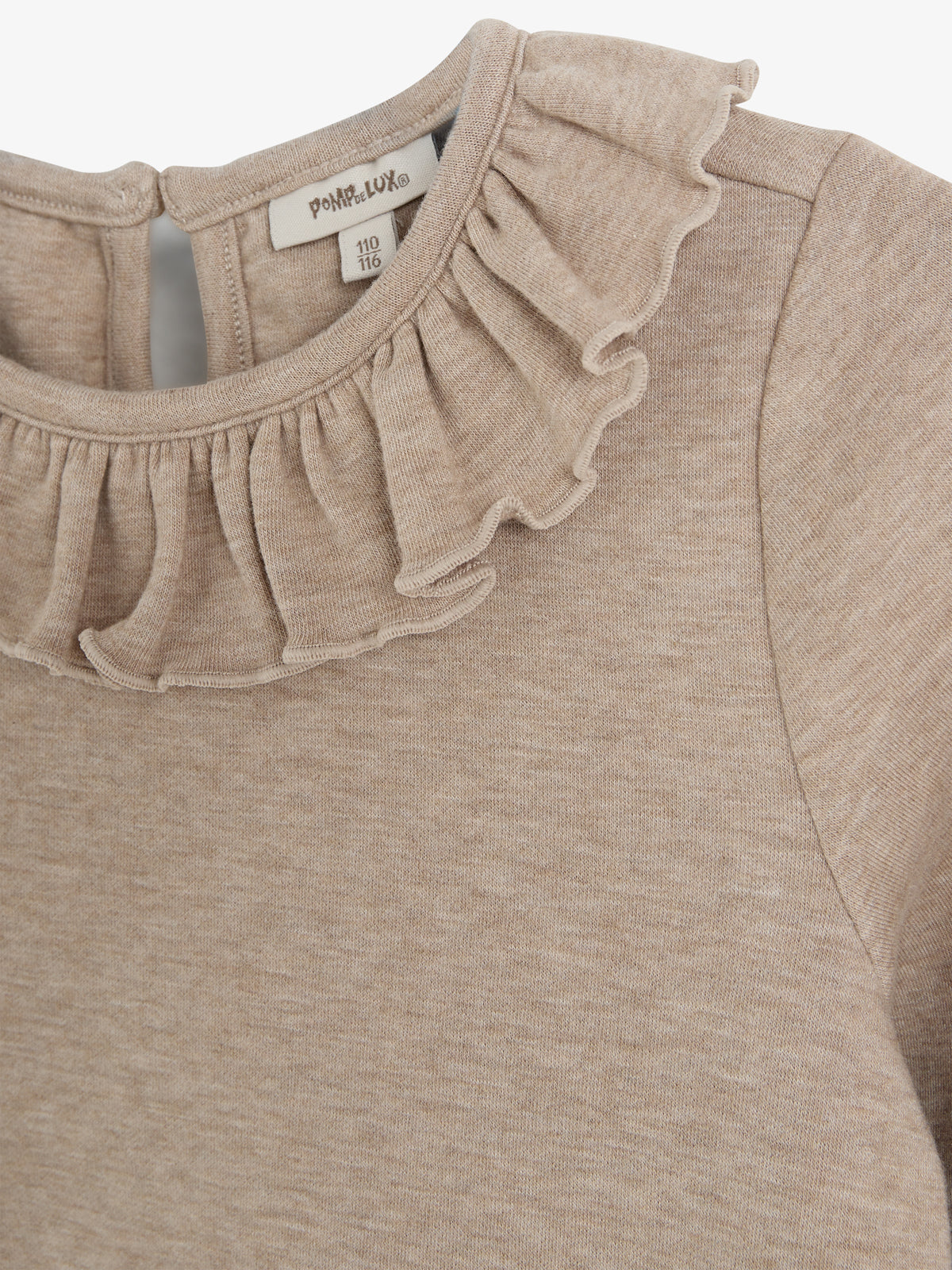 Bluse mit Pierrotkragen aus Plüsch-Jersey - Kids - Beige Melange