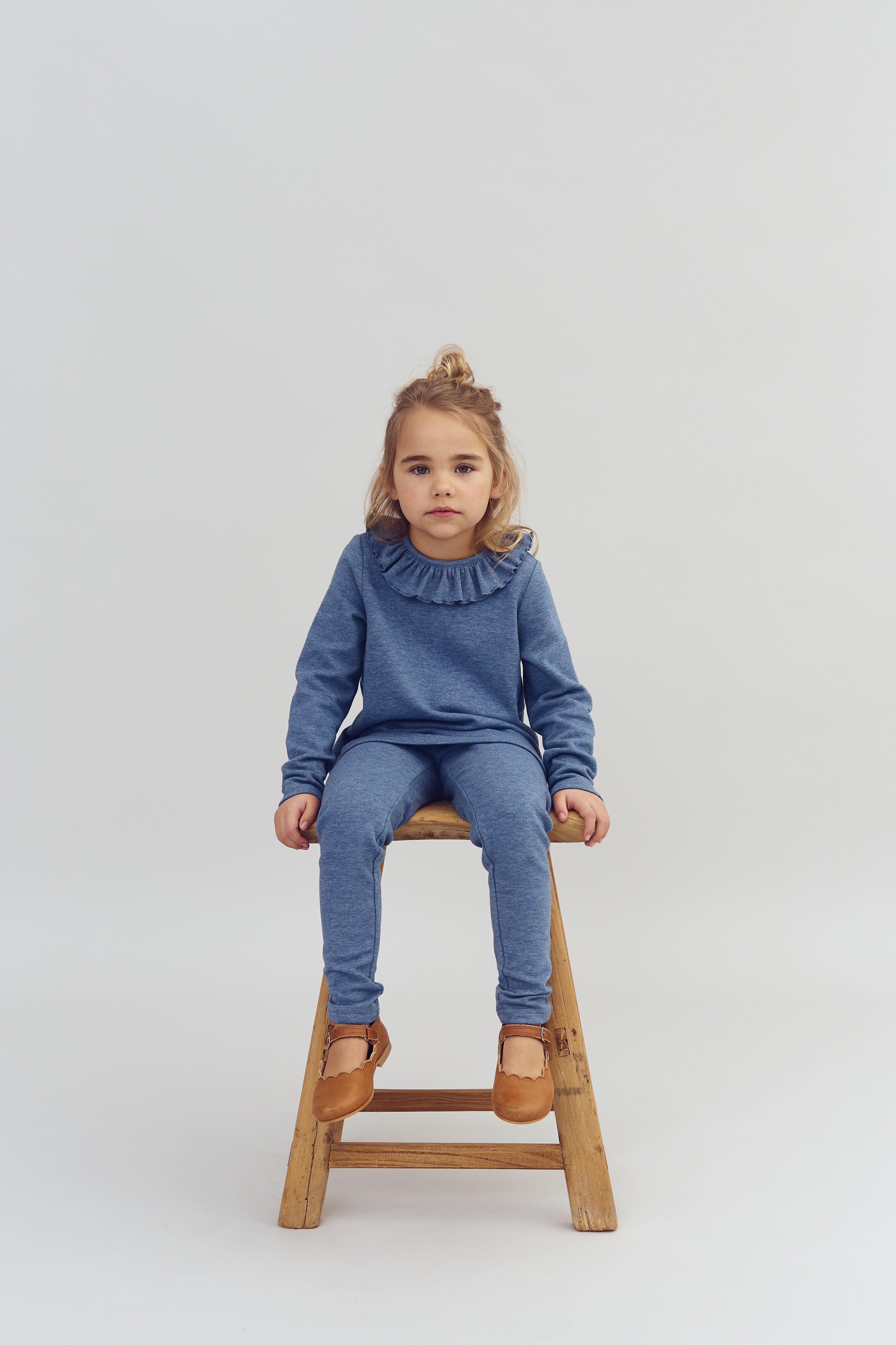 Plüsch-Jersey-Leggings - Kids - Blue Melange