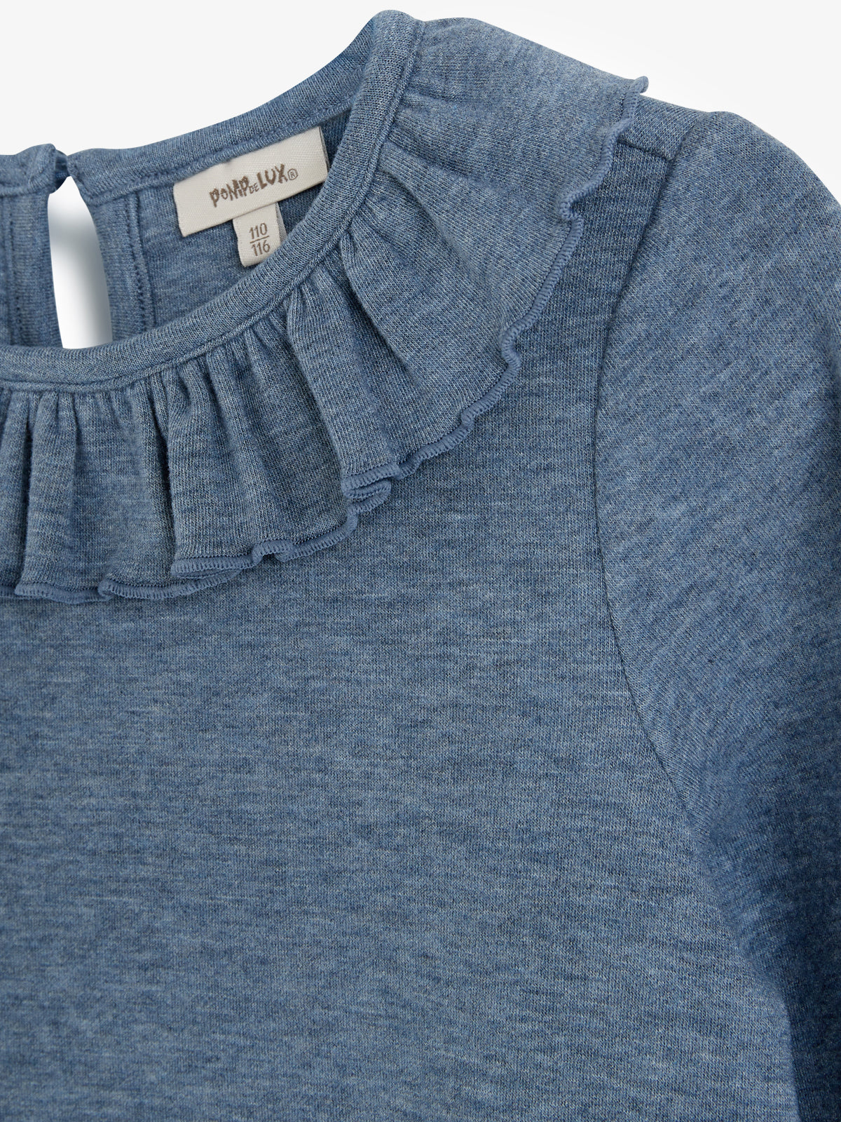 Bluse mit Pierrotkragen aus Plüsch-Jersey - Kids - Blue Melange