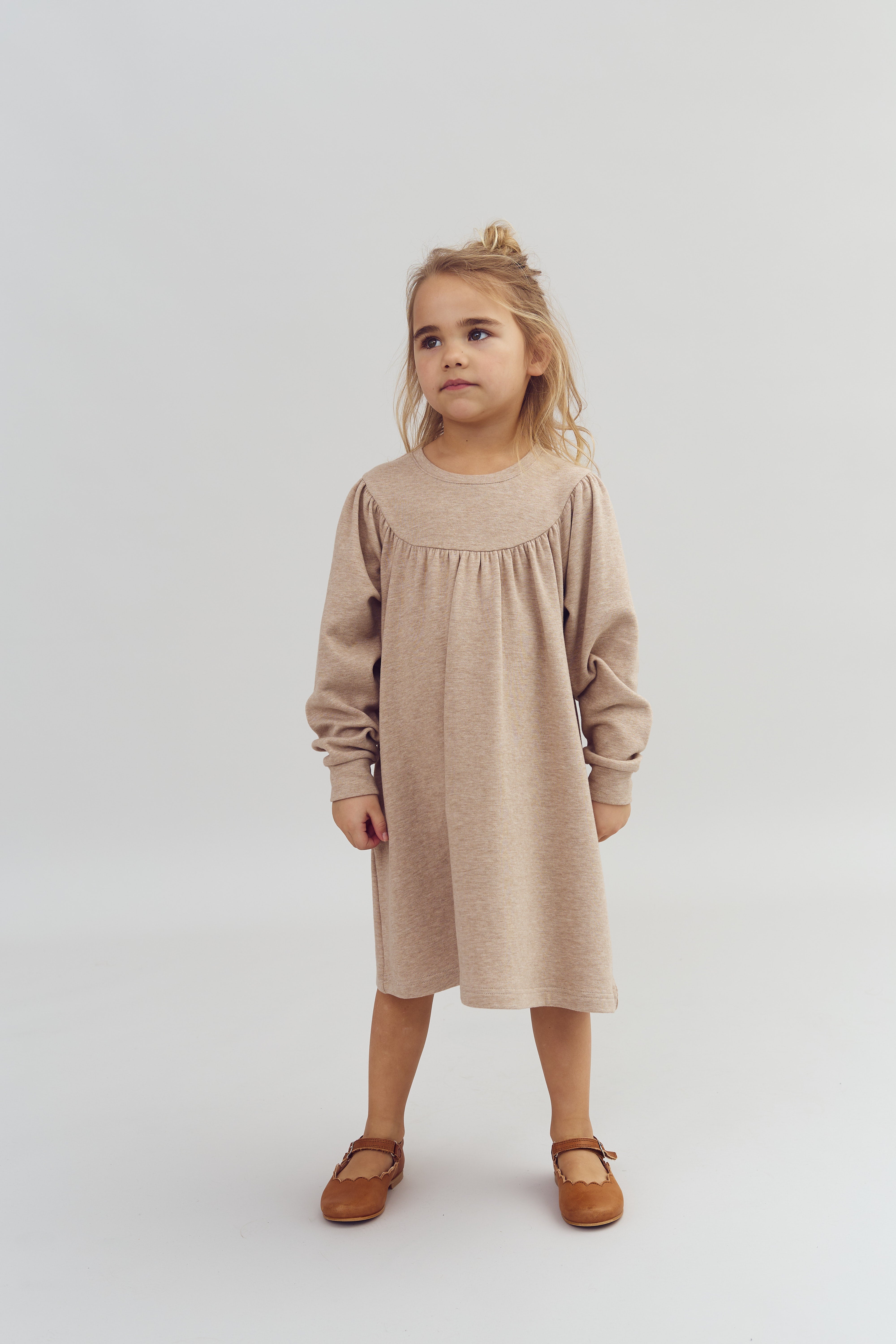 Plüsch-Jersey-Kleid - Kids - Beige Melange