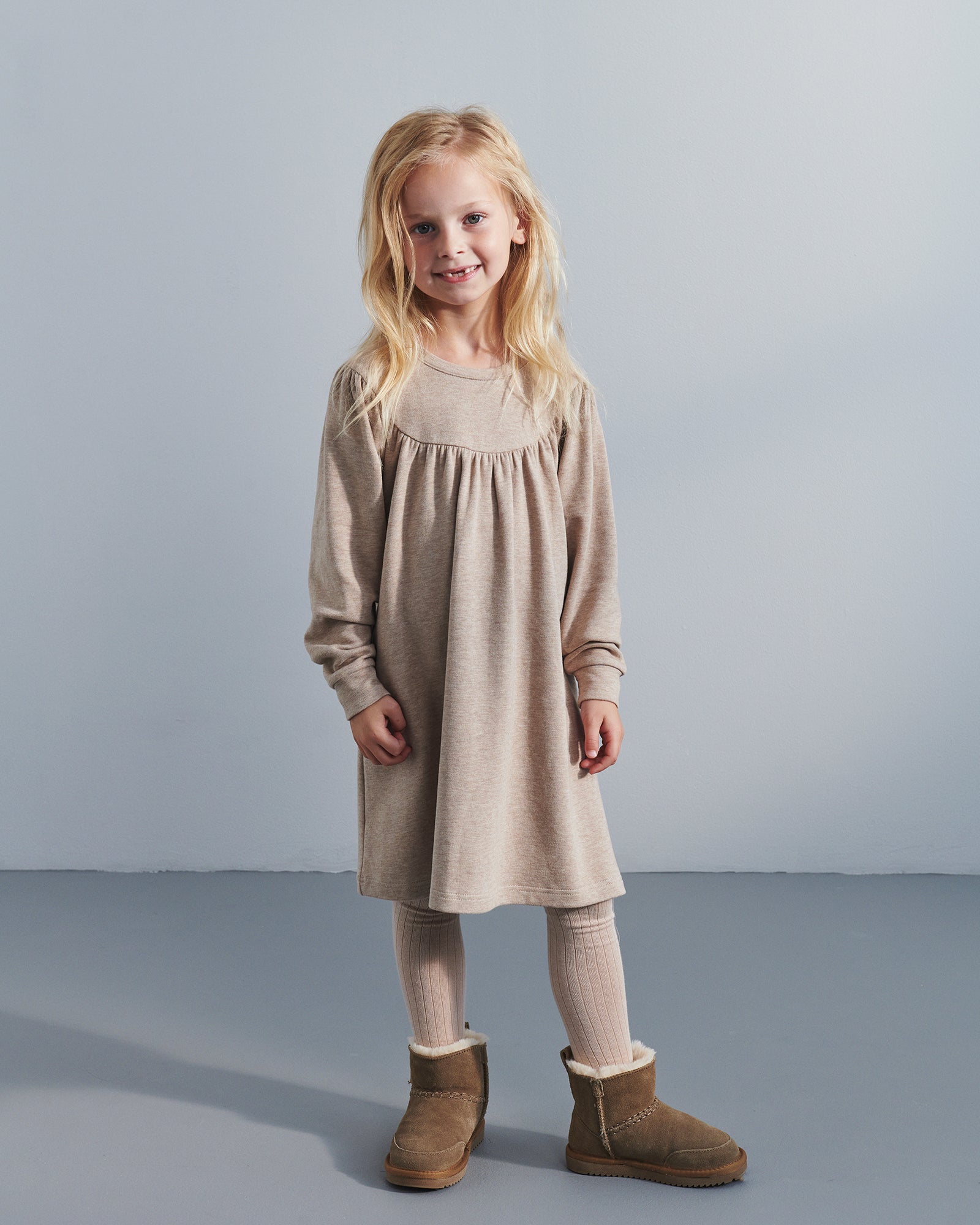 Plüsch-Jersey-Kleid - Kids - Beige Melange