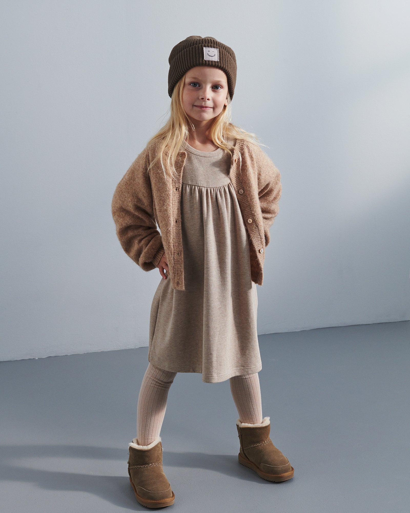 Plüsch-Jersey-Kleid - Kids - Beige Melange