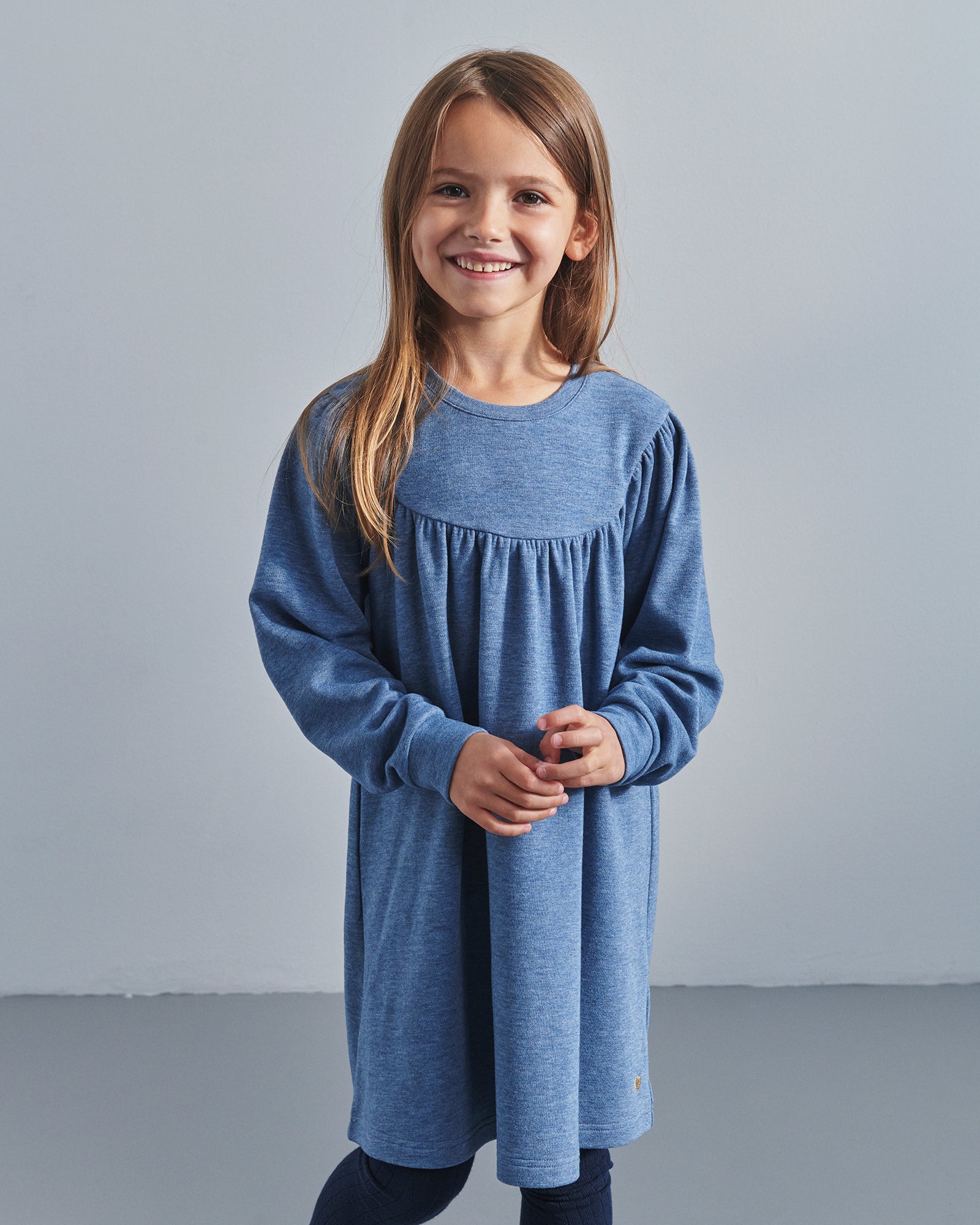 Plüsch-Jersey-Kleid - Kids - Blue Melange