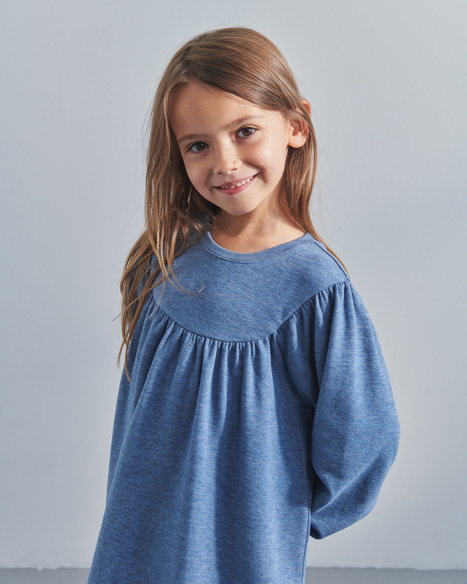 Plüsch-Jersey-Kleid - Kids - Blue Melange