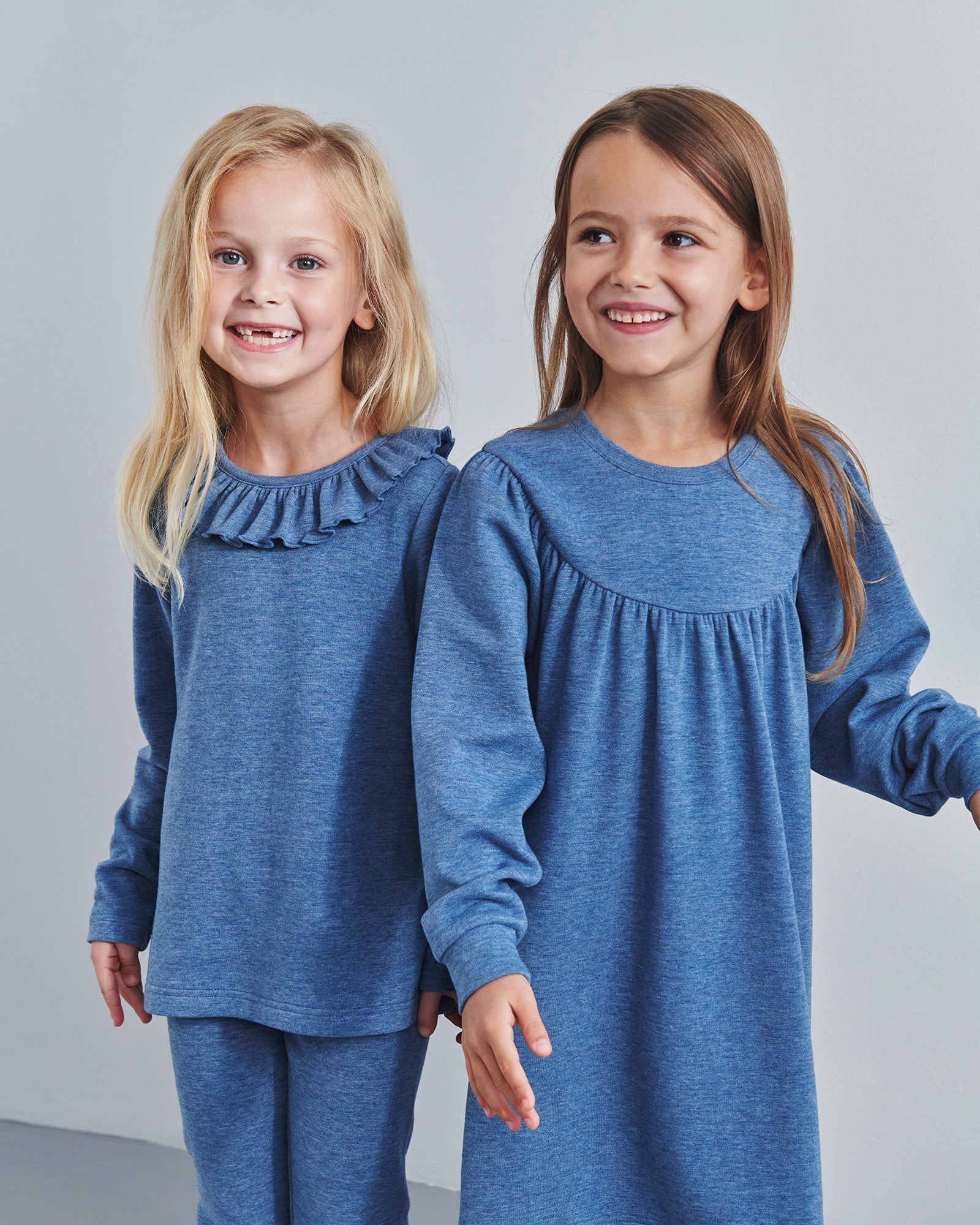 Plüsch-Jersey-Kleid - Kids - Blue Melange