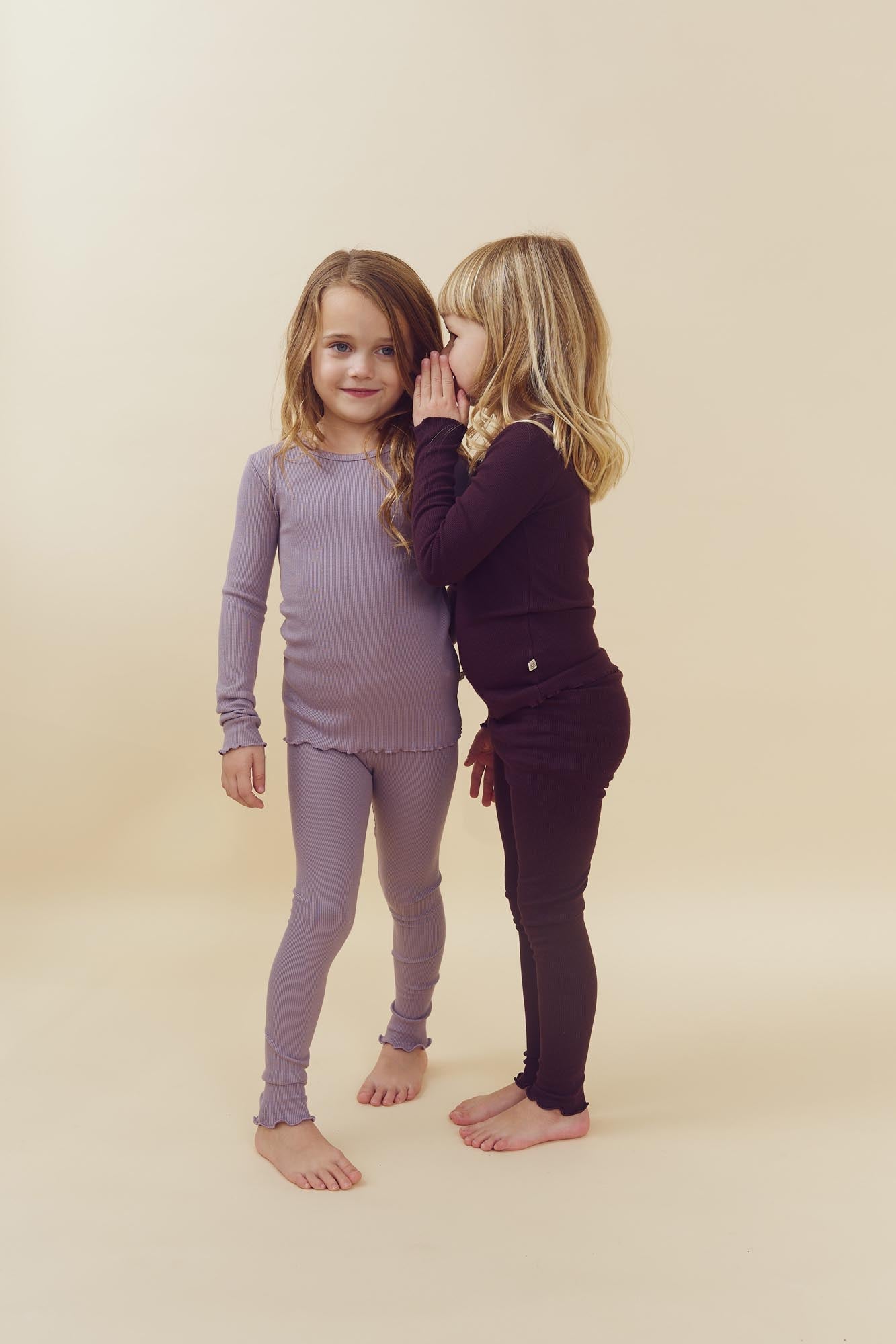 Basic Modal-Ripp-Leggings - Kids - Dark Purple