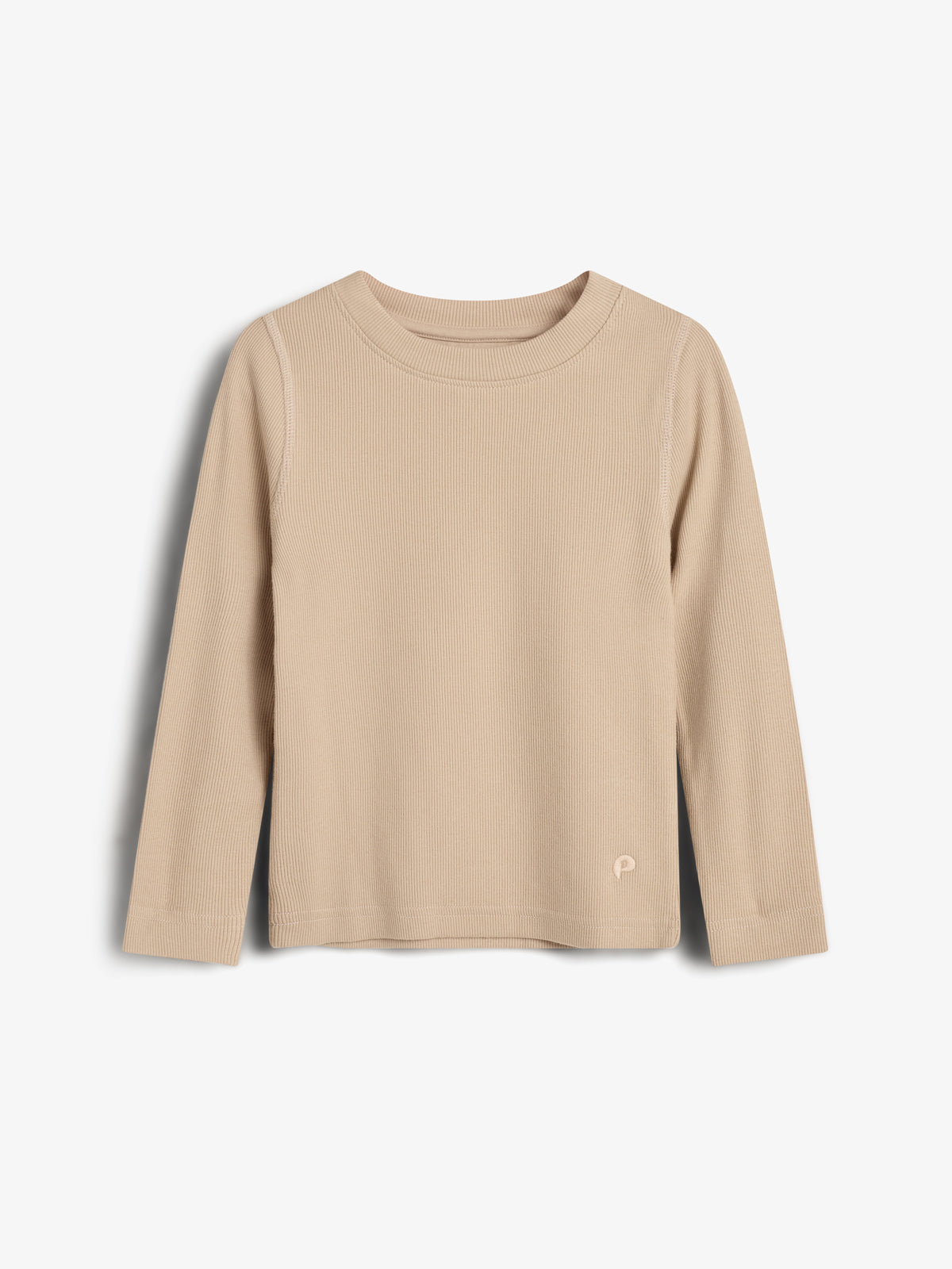 Langärmeliges Basic-T-Shirt aus Rippe - Kids - Beige