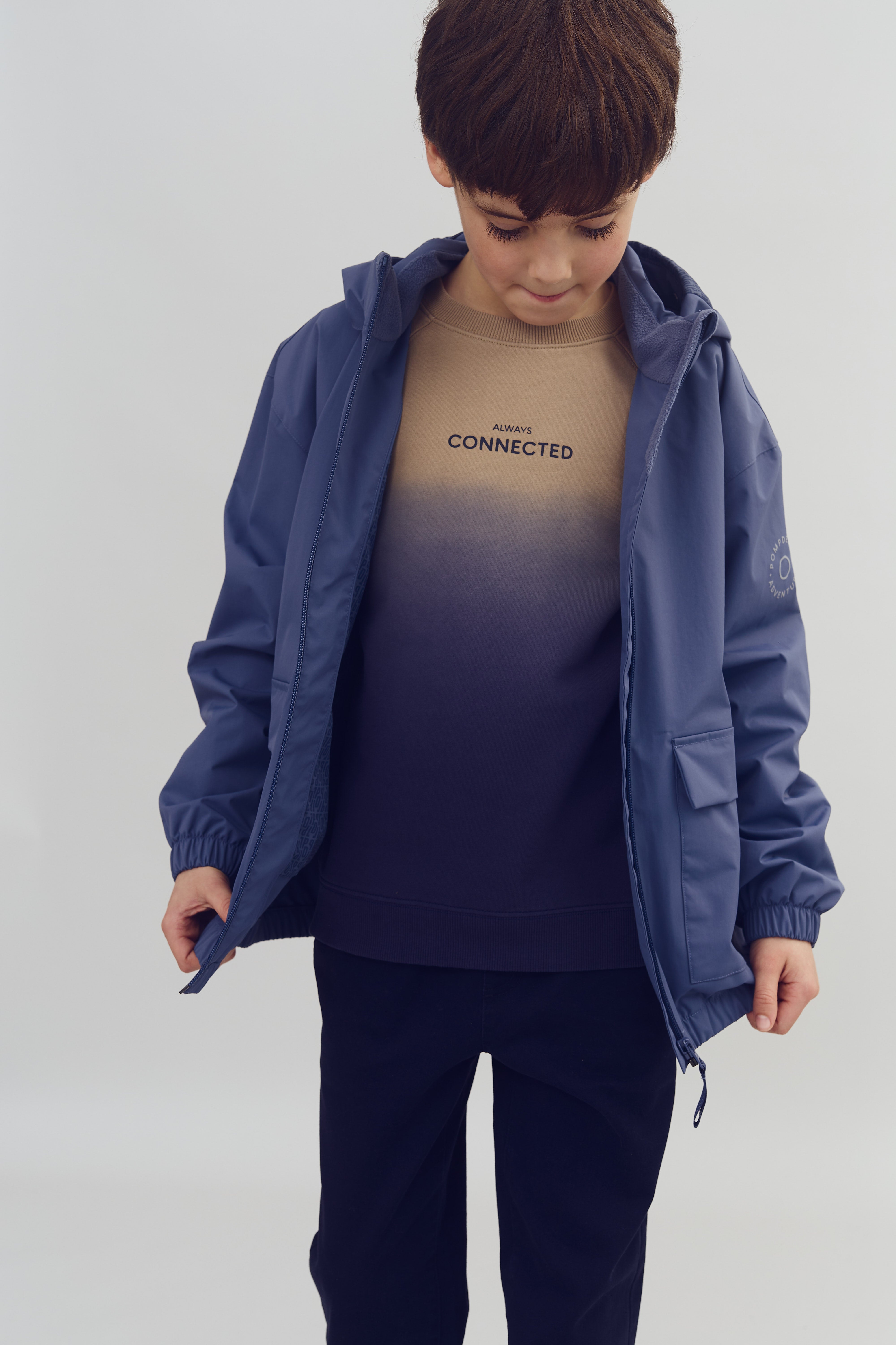 Regenjacke mit aufgesetzter Tasche - Tweens - Vintage Blue