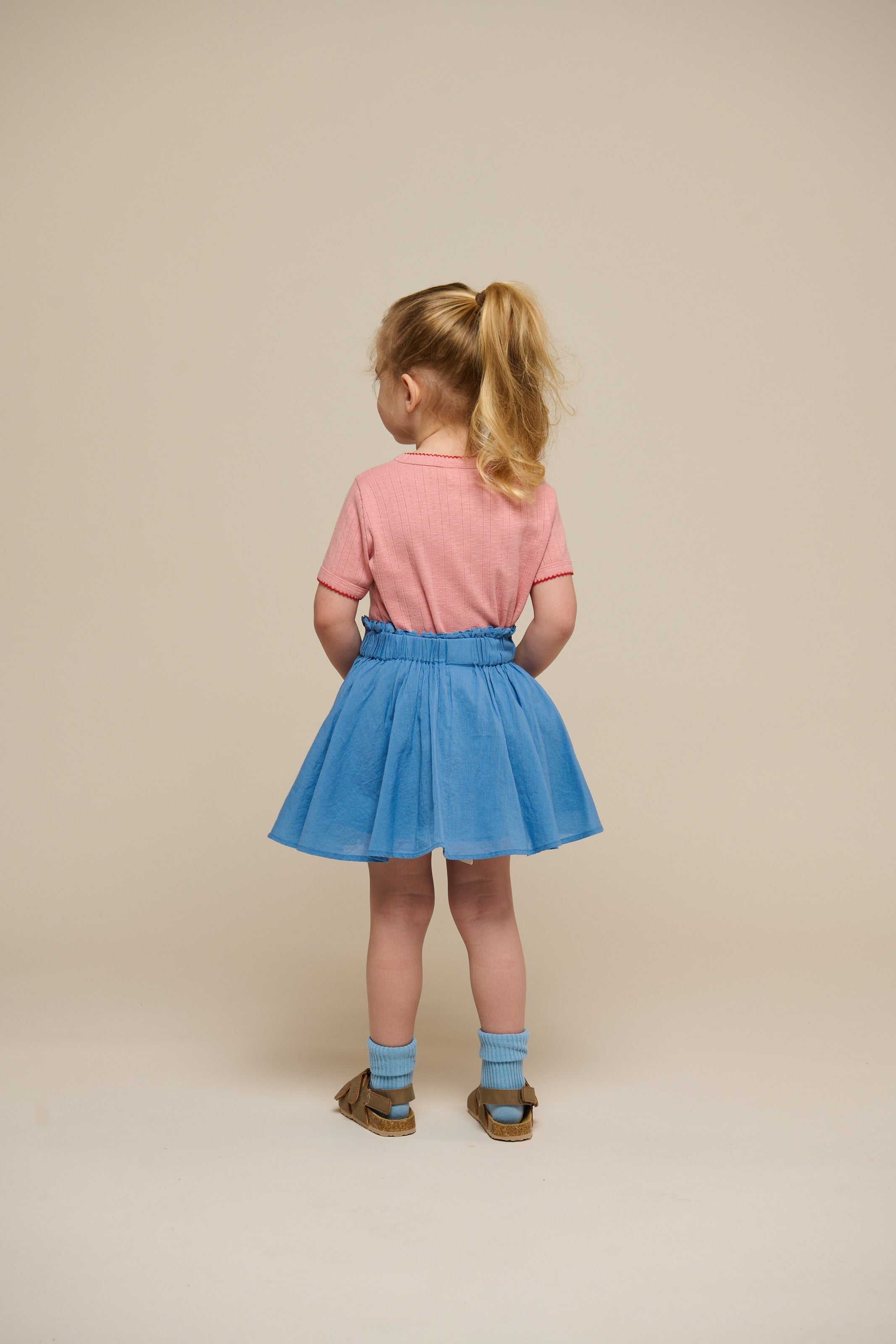 Baumwollrock mit Zick Zack Rüsche - Kids - Dusty Blue | 101039 Alma