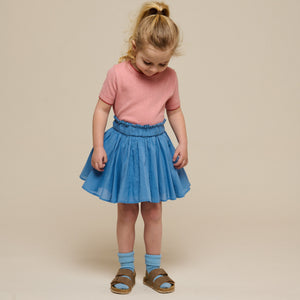 Baumwollrock mit Zick Zack Rüsche - Kids - Dusty Blue | 101039 Alma