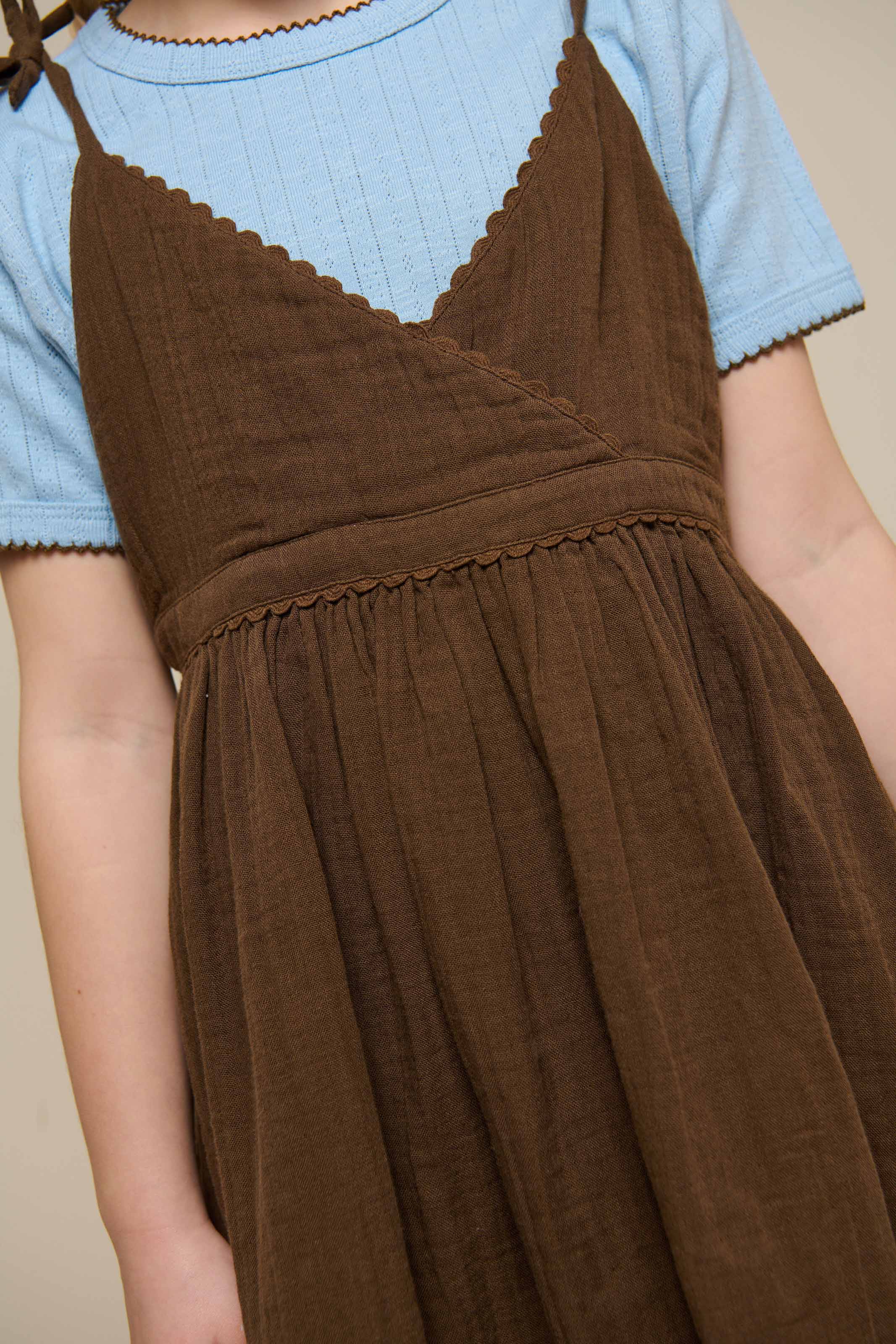 Gaze-Trägerkleid - Tween - Dark Brown | 100910 Jasmine