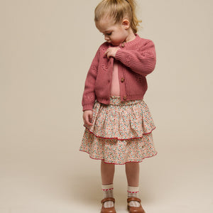 Poplin-Rock mit Blumenmuster und Rüsche - Kids - Rose | 100952 Poppy