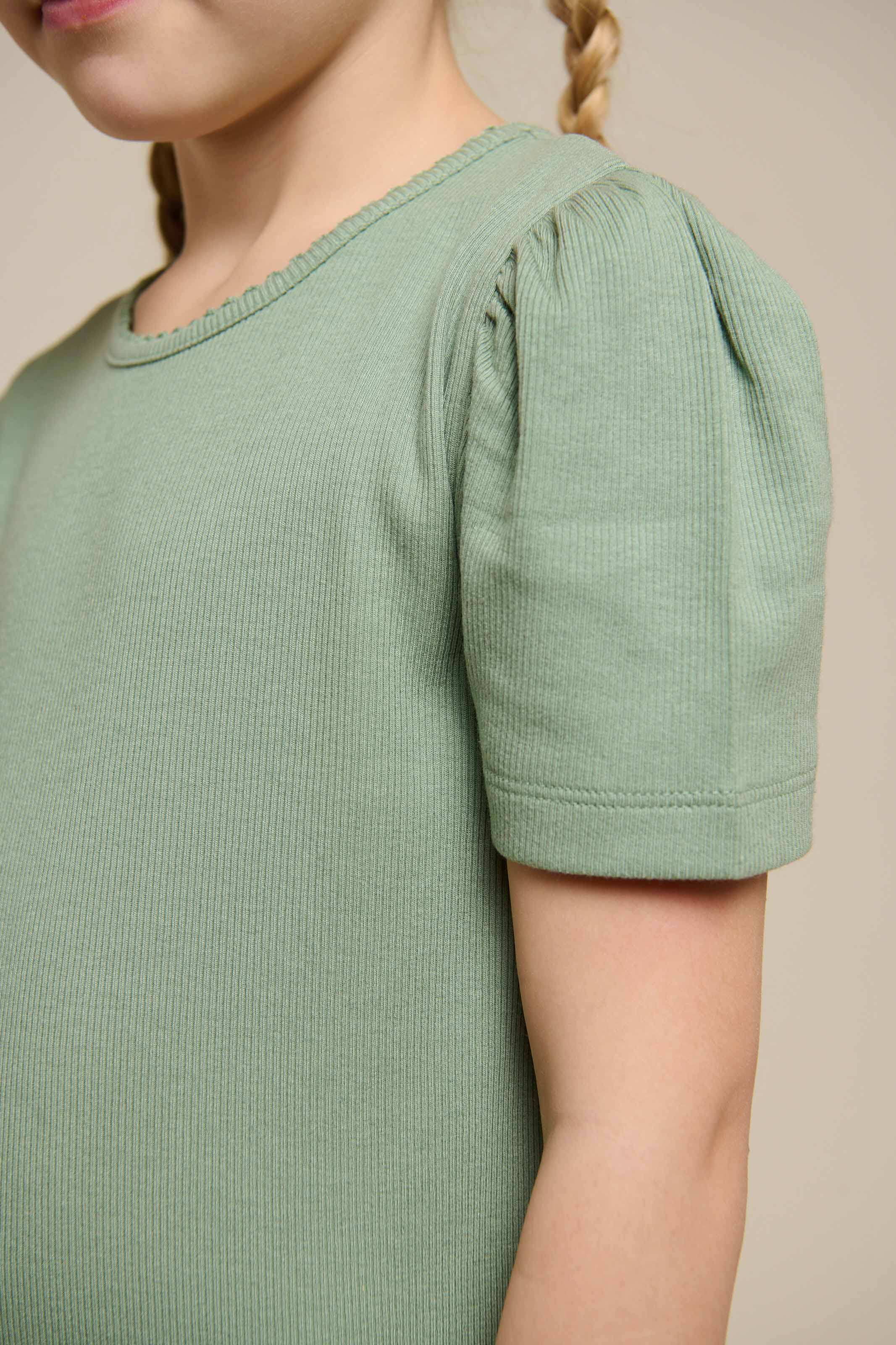 Modal-Ripp Lang T-Shirt Kleid - Tween - Dusty Green | 101295 Lottie